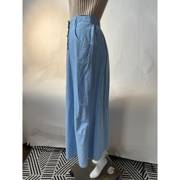 Vintage Alexa E. Light Blue Button-Front Cotton Skirt Size Small Made In USA - Picture 10 of 16